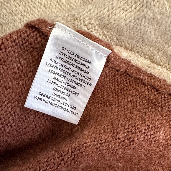 Z Supply Brown & Cream Colorblock Sweater Women’s Small - Picture 6 of 6